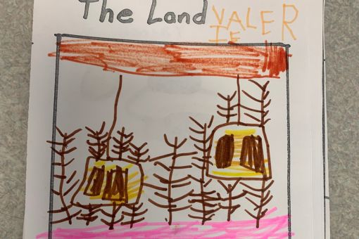 A drawing titled ''The Land'' made by a child named Valerie